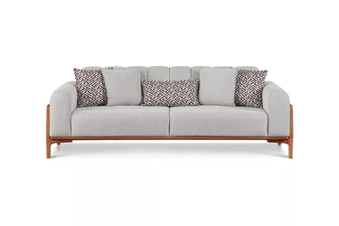 Aprilla 3 Seater Sofa Bed - Brown / Cream - Single Size Sofa Bed - Cream - Wooden Legs - Ider Furniture London - View 4