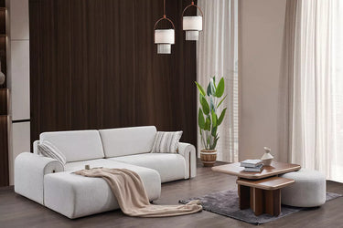 Aqustic Modular Corner Sofa Bed - Bouclé & Cotton Blend - Ider Furniture London