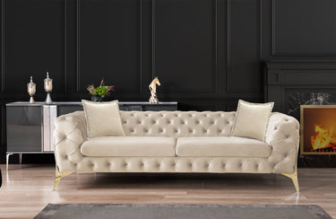 Milano Chesterfield 2 Seater Sofa - 2 Seater Sofa - Velvet - Chrome / Gold Legs - Ider Furniture London - View 6