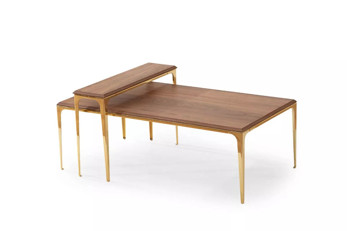 Santos Coffee Table Oak With Gold Legs - Ider Furniture