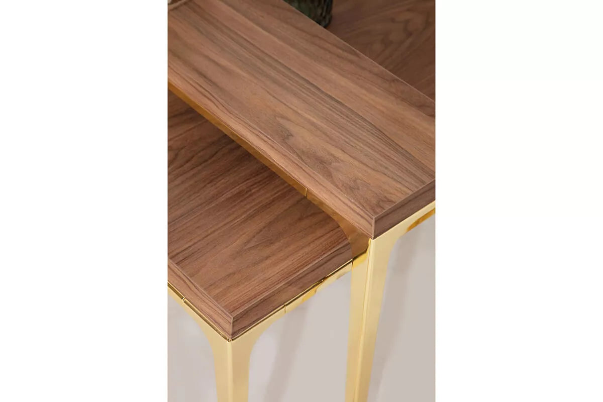 Santos Coffee Table Oak With Gold Legs - Ider Furniture