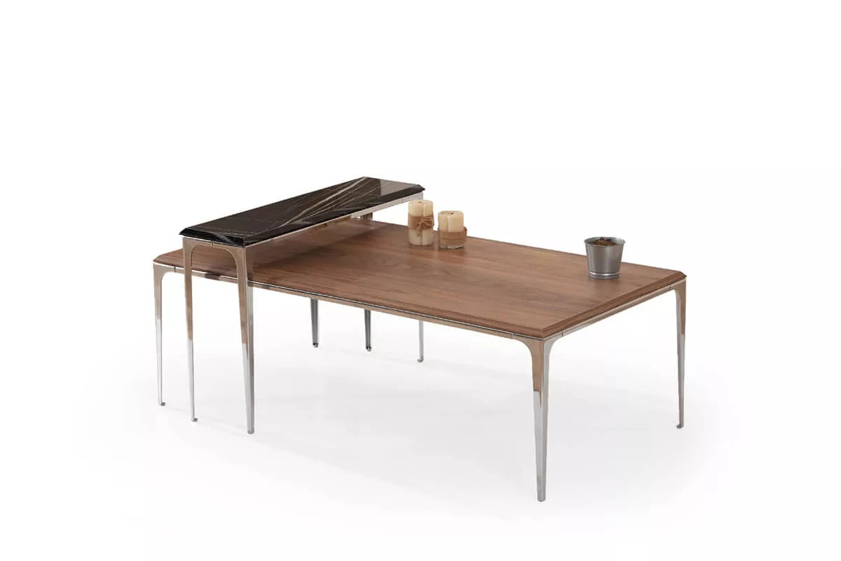 Santos Coffee Table Oak and Black / With Silver legs - Ider Furniture