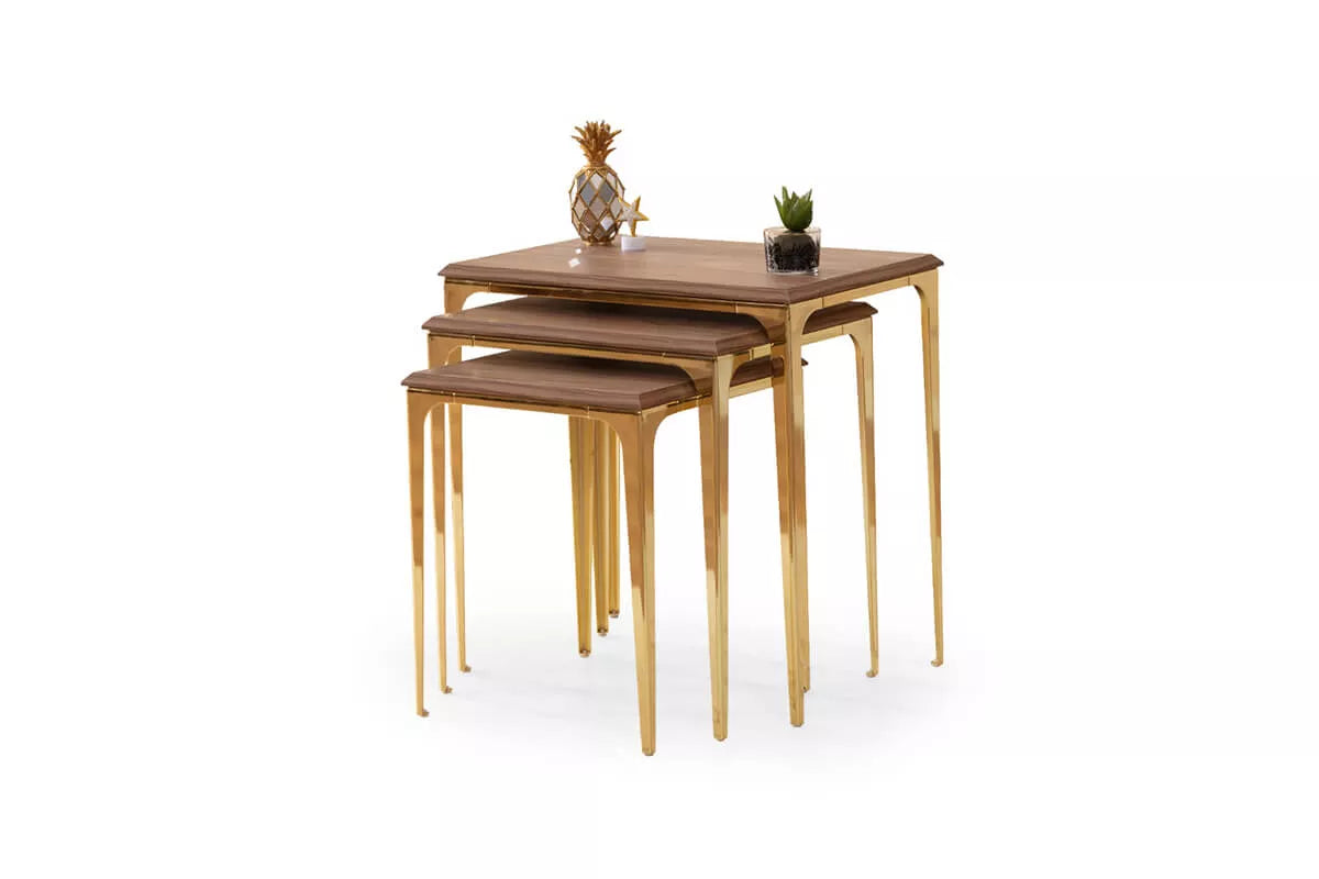 Santos Nesting Table With Gold-Legs - Ider Furniture