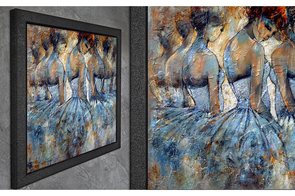 Wood Framed Textured Oil Painting Ballet 80X80 - Ider Furniture