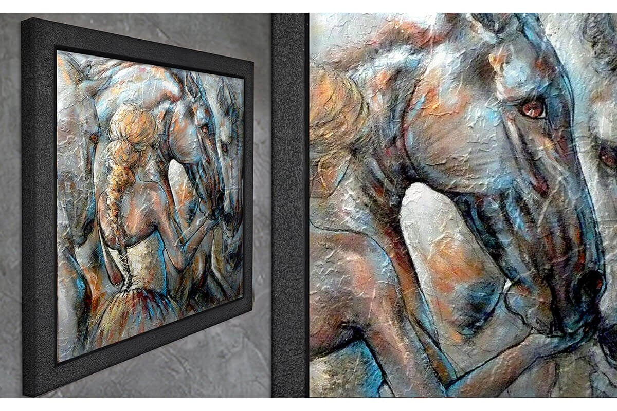 Wood Framed Textured Oil Painting Feeling 80X80 - Ider Furniture