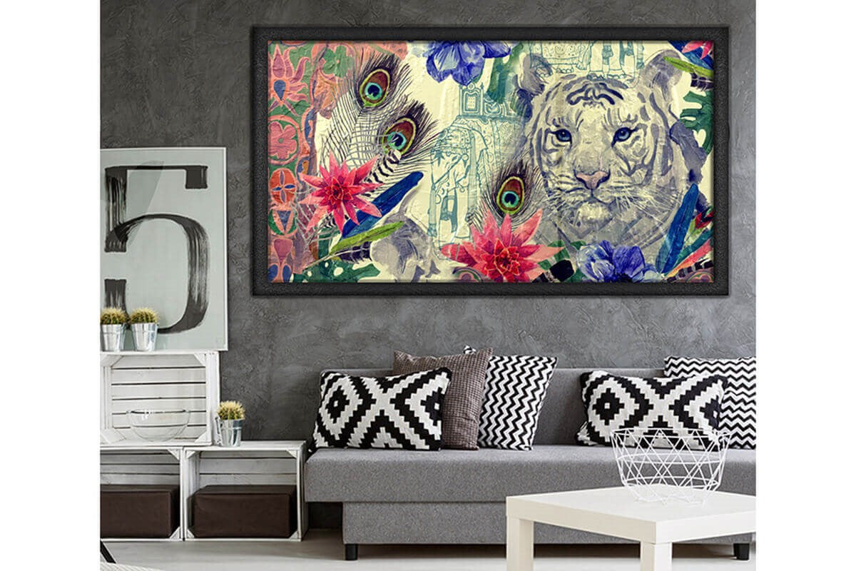 Wooden Frame Oil Painting Textured Table Arslan 120X65 - Ider Furniture