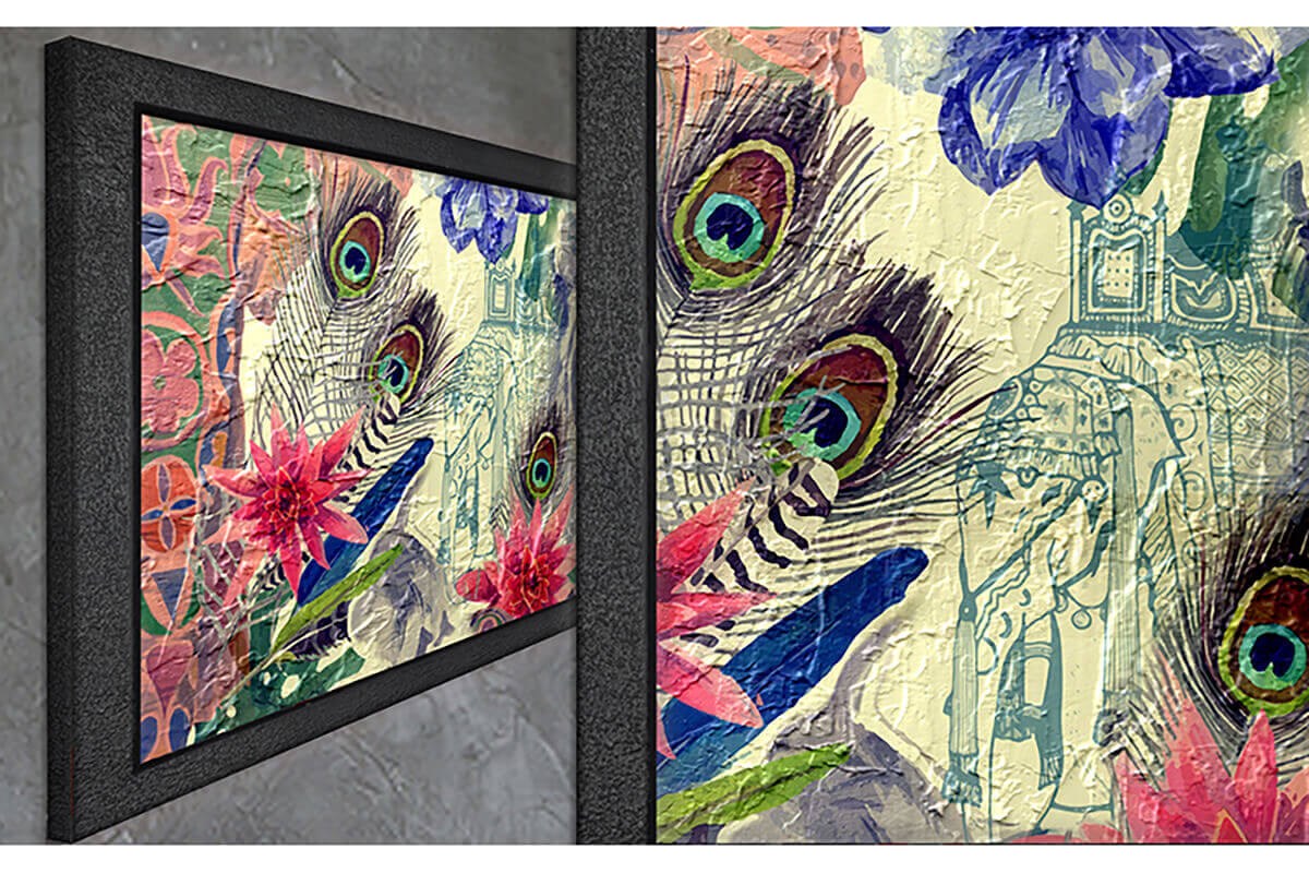 Wooden Frame Oil Painting Textured Table Arslan 120X65 - Ider Furniture