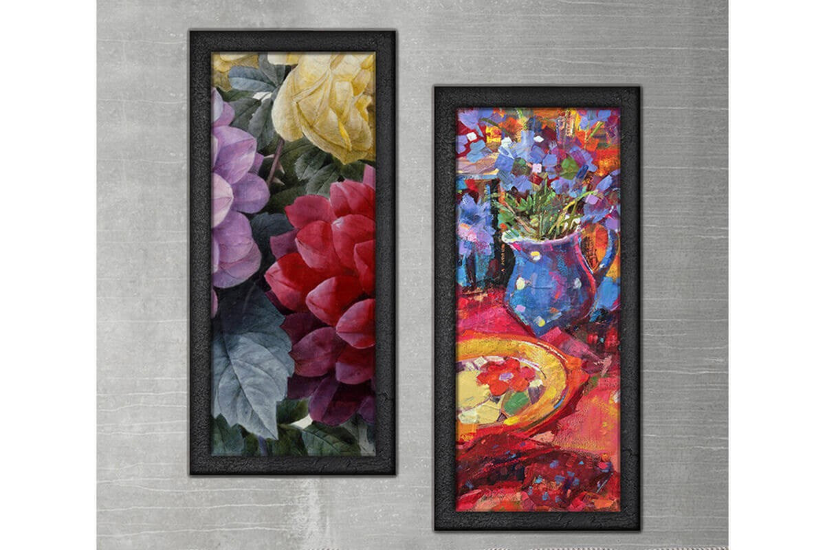 Wood Framed Textured Oil Painting Still Life 2 Pieces 42x80 - Ider Furniture