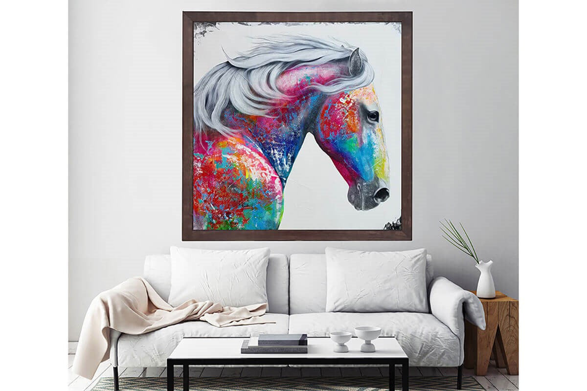 Wooden Frame Oil Painting Textured Table Wind 80X80 - Ider Furniture