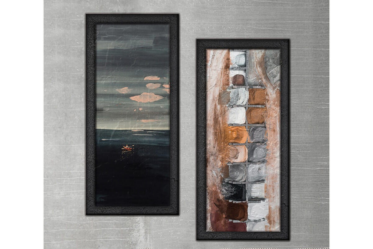 Wood Framed Textured Oil Painting Salyazi 2 Pieces 42x80 - Ider Furniture
