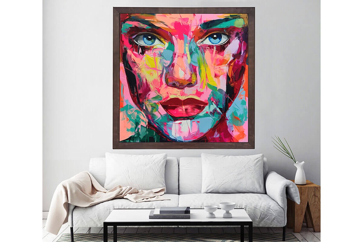 Wooden Frame Oil Painting Textured Painting Yellow 80X80 - Ider Furniture