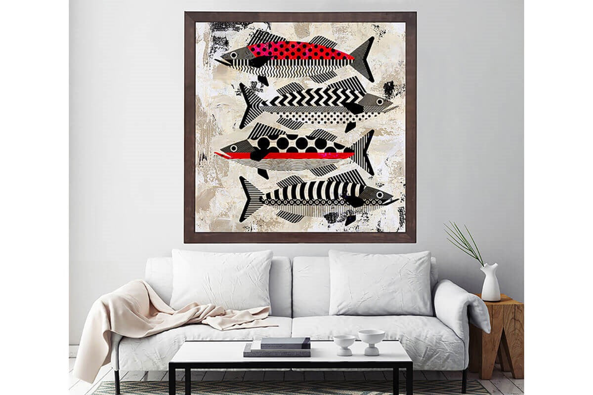 Wooden Frame Oil Painting Textured Table Vira 80X80 - Ider Furniture