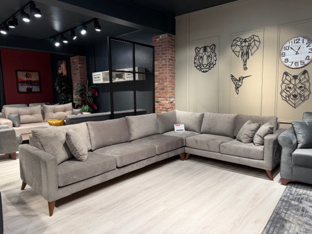 Silver Corner Sofa (Clearance)