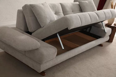 Akasya 3 Seater Sofa Bed Cream - Single Size Sofa Bed - Cream - Wooden Legs - Ider Furniture London - View 2