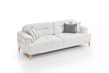 Alinda 3 Seater Cream - 3 Seater Sofa - Cream - Linen - Wooden Legs - Ider Furniture London - View 2
