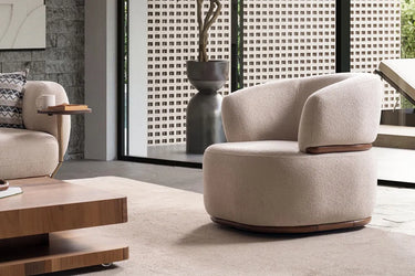 Aspendos Armchair - Armchair - Bouclé & Cotton Blend - Brass Legs - Ider Furniture London - View 2