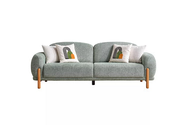 Begonvil 3 Seater Green - 3 Seater Sofa - Green - Linen - Wooden Legs - Ider Furniture London - View 2