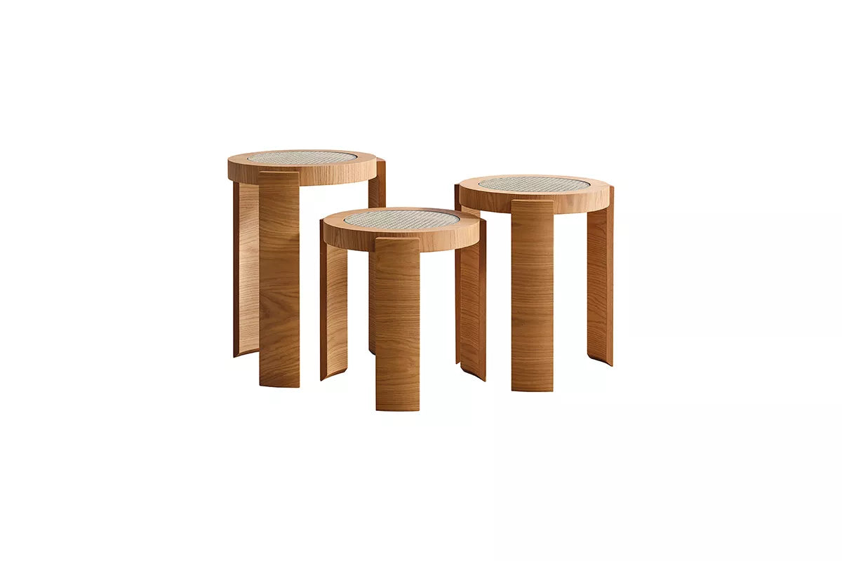 Begonvile Rattan Nesting Table