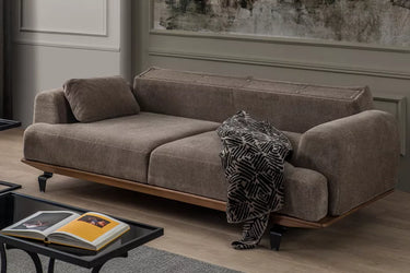 Bronte 3 Seater Sofa Bed - Single Size Sofa Bed - Nubuck - Wooden Legs - Ider Furniture London - View 2