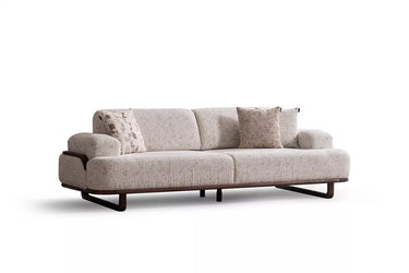 Charme 3 Seater Sofa - Cream - 3 Seater Sofa - Cream - Cotton Blend - Wooden Legs - Ider Furniture London - View 2