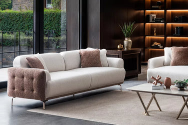 Chloe 3 Seater Sofa - 3 Seater Sofa - Cotton Blend - Chrome / Gold Legs - Ider Furniture London - View 2