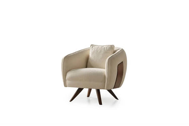 Defne Armchair - Armchair - Bouclé & Cotton Blend - Wooden Legs - Ider Furniture London - View 2