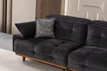 Dora 3 Seater Anthracite Sofa - 3 Seater Sofa - Anthracite - Cotton Blend - Wooden Legs - Ider Furniture London - View 2