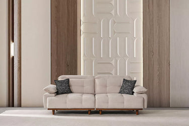 Dora 3 Seater Crem Sofa - 3 Seater Sofa - Cotton Blend - Wooden Legs - Ider Furniture London - View 2