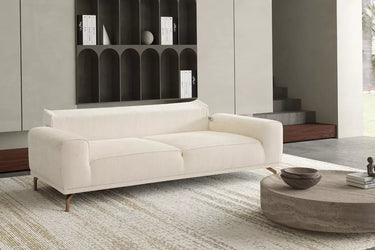 Flora 3 Seater Sofa Bed - Cream - Single Size Sofa Bed - Cream - Cotton Blend - Wooden Legs - Ider Furniture London - View 2