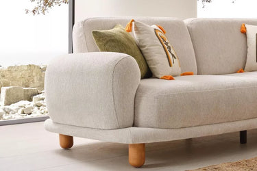 Frezya 3 Seater Cream - 3 Seater Sofa - Cream - Wooden Legs - Ider Furniture London - View 2