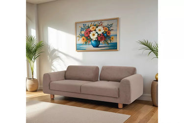 Kapadokya 3 Seater Sofa - Brown - 3 Seater Sofa - Brown - Cotton Blend - Wooden Legs - Ider Furniture London - View 2