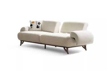 Kugu 3 Seater Sofa Cream - 3 Seater Sofa - Cream - Wooden Legs - Ider Furniture London - View 2