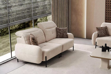 Leon 3 Seater Sofa - 3 Seater Sofa - Cotton Blend - Metal Legs - Ider Furniture London - View 2