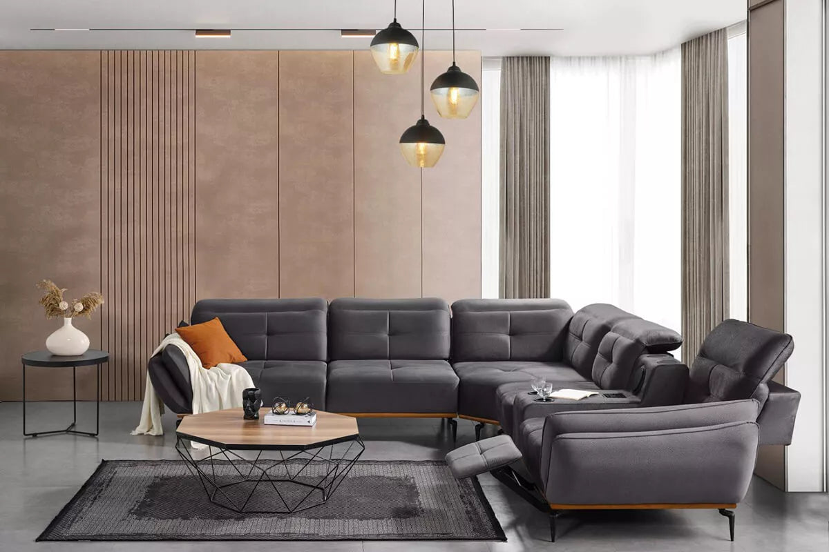Luna Corner Sofa - Anthracite - Ider Furniture