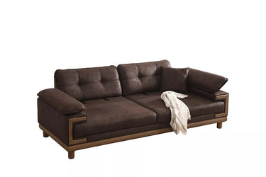 Omega 3 Seater Sofa Brown - 3 Seater Sofa - Brown - Nubuck - Wooden Legs - Ider Furniture London - View 2