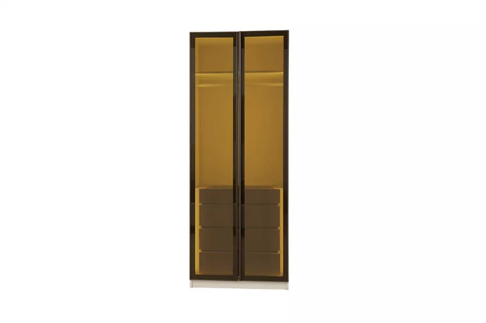 Oslo 2 Doors Wardrobe - Drawers & Glass Doors