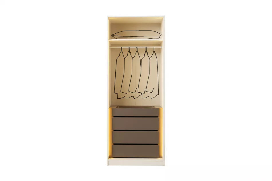 Oslo 2 Doors Wardrobe - Drawers & Glass Doors