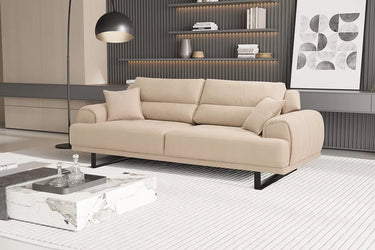 Palermo 3 Seater Sofa Bed - Cream - Single Size Sofa Bed - Cream - Nubuck - Metal Legs - Ider Furniture London - View 2