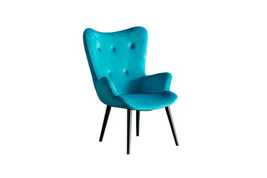 Roma Armchair + Blue Pouffe - Armchair - Blue - Ider Furniture London - View 2