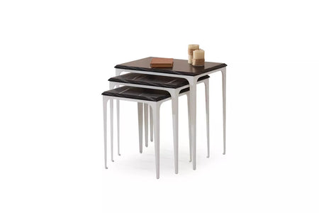 Santos Nesting Table Black With Silver-Legs - Ider Furniture