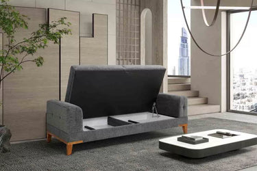 Selge 3 Seater Grey Sofa - 3 Seater Sofa - Grey - Cotton Blend - Wooden Legs - Ider Furniture London - View 2