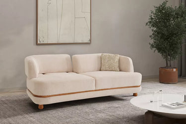 Siesta 3 Seater Sofa Cream - 3 Seater Sofa - Cream - Cotton Blend - Wooden Legs - Ider Furniture London - View 2