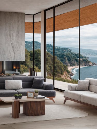 Ider Furniture modern living room sofa set with sea view background