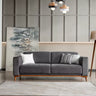 Valencia 3 Seater Sofa Bed Grey - Single Size Sofa Bed - Grey - Linen - Wooden Legs - Ider Furniture London