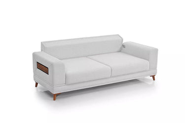 Valencia 3 Seater Sofa Bed Cream - Single Size Sofa Bed - Cream - Linen - Wooden Legs - Ider Furniture London - View 2