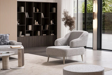 Vespa Armchair - Armchair - Bouclé & Cotton Blend - Wooden Legs - Ider Furniture London - View 2