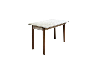 Vina Extendable Kitchen Table Travertine & Walnut