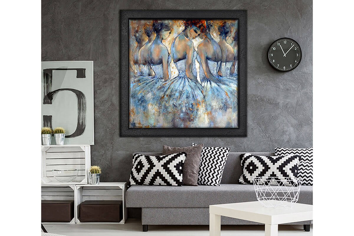 Wood Framed Textured Oil Painting Ballet 80X80 - Ider Furniture