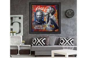 Wood Framed Textured Oil Painting Coke 80X80 - Ider Furniture