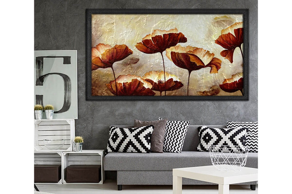 Wooden Frame Oil Painting Textured Painting Azalea 120X65 - Ider Furniture